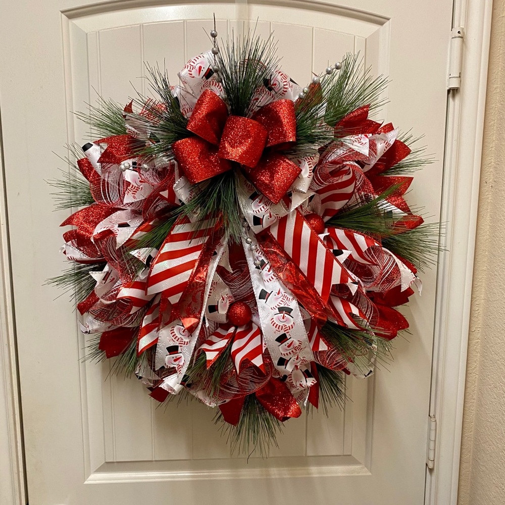 Red & White candy cane Christmas Wreath